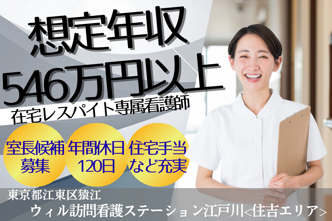 年休120日の訪問看護ステーションで働く在宅レスパイト専属正看護師　R15560-ns-ns-nf-kyo